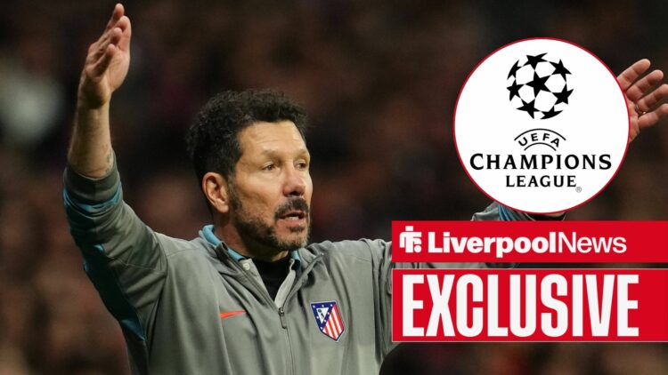 Diego Simeone Exclusive with the Champions League badge inset.
