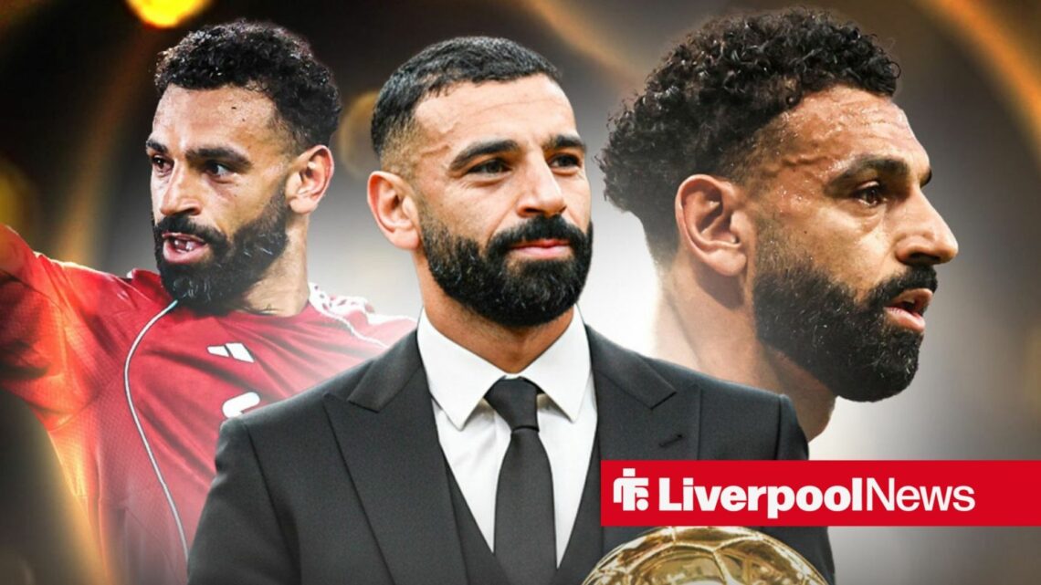 Three versions of Mohamed Salah with the Ballon d'Or