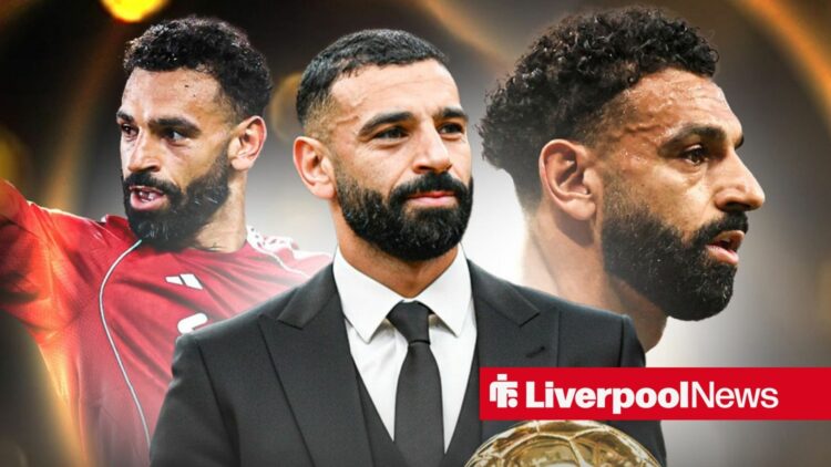 Three versions of Mohamed Salah with the Ballon d'Or
