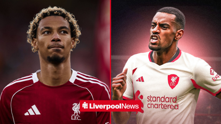 Hugo Ekitike alongisde Alexander Isak in a Liverpool kit.