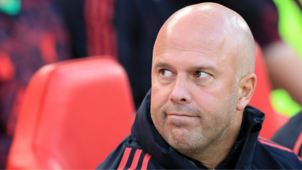 Liverpool manager Arne Slot looking moody.