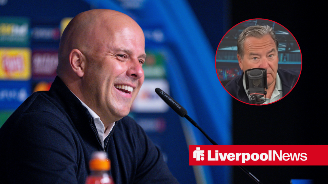 Liverpool manager Arne Slot, Jeff Stelling in inset.