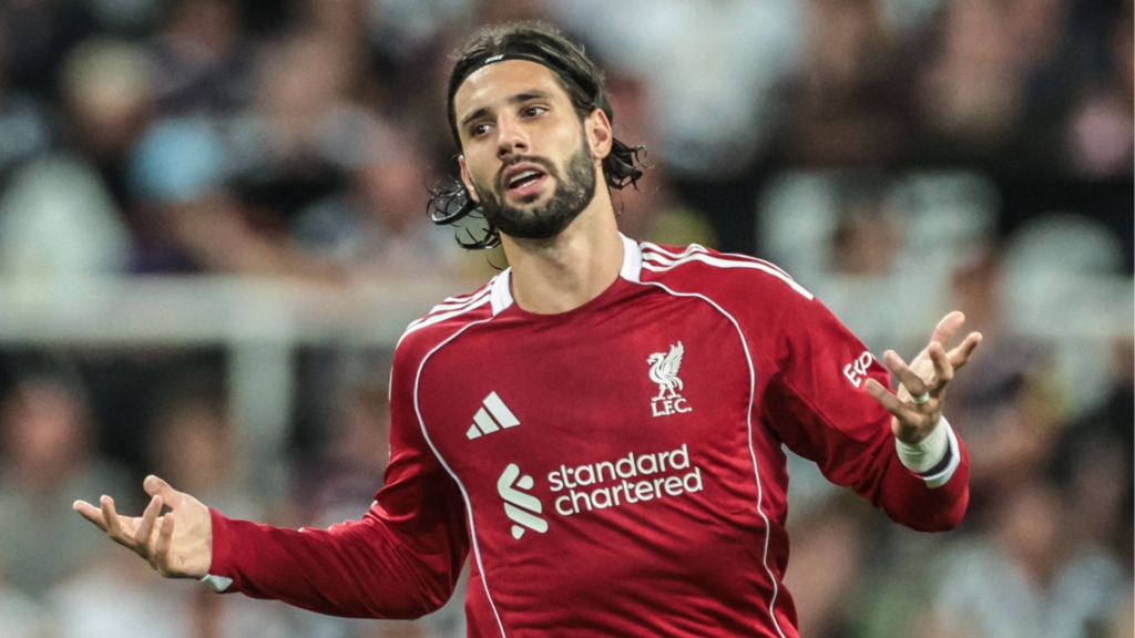 Liverpool star Dominik Szoboszlai looking puzzled.