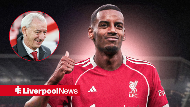Alexander Isak in a Liverpool shirt, Ian Rush in inset