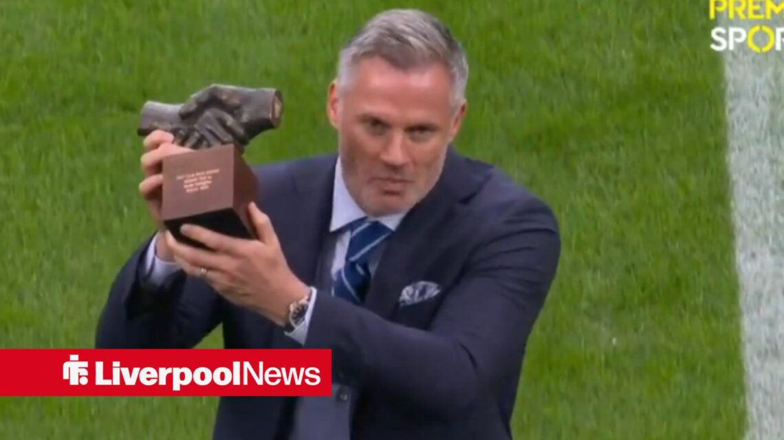 Liverpool Jamie Carragher looking happy.