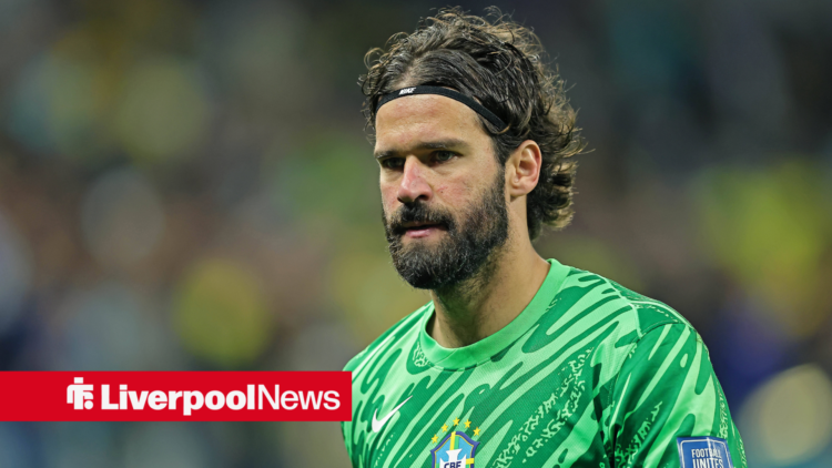 Liverpool goalkeeper Alisson in action for Brazil.
