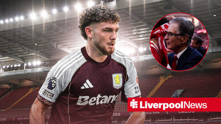 Harvey Elliott in an Aston Villa shirt, Liverpool owner John Henry.
