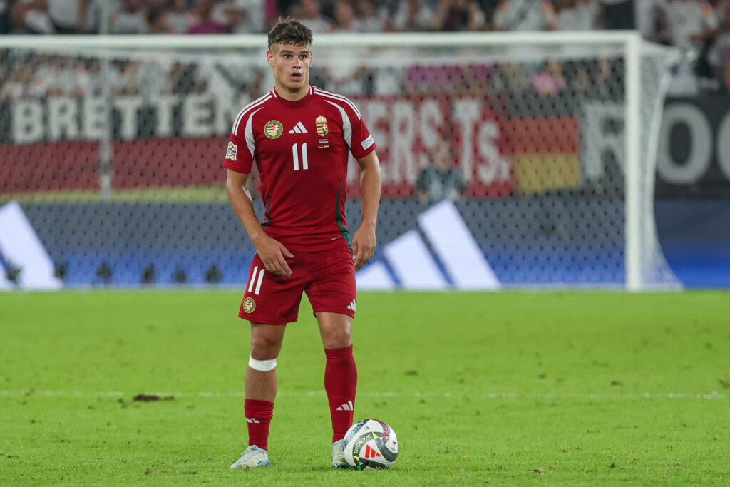 Milos Kerkez playing for Hungary