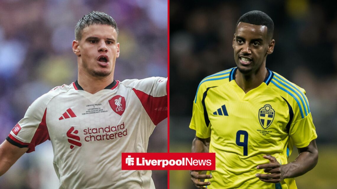 Liverpool stars Milos Kerkez and Alexander Isak.