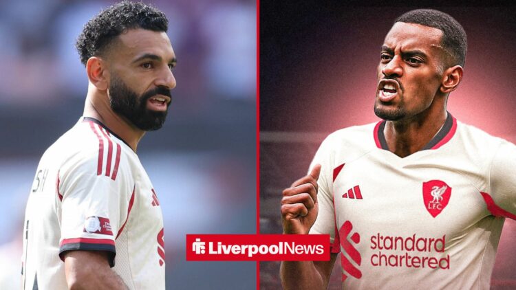 Mohamed Salah and Alexander Isak in Liverpool's 2025-26 away kit