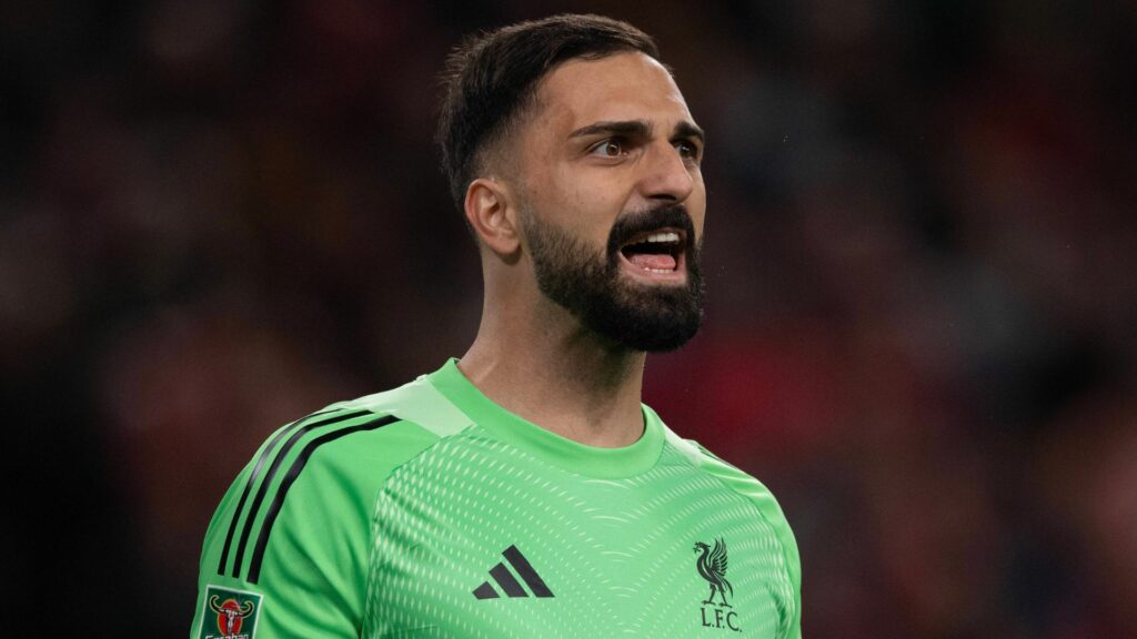 Liverpool goalkeeper Giorgi Mamardashvili looking happy